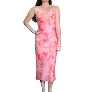 Vintage Jessica Howard Y2K Dress Womens Small Pink Floral Fairy Fairycore Midi